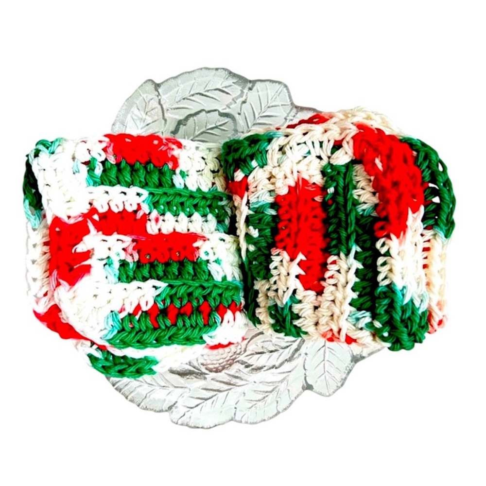 Hand Crafted Christmas Crochet Kitchen Dish Cloths All Purpose 100% Cotton
